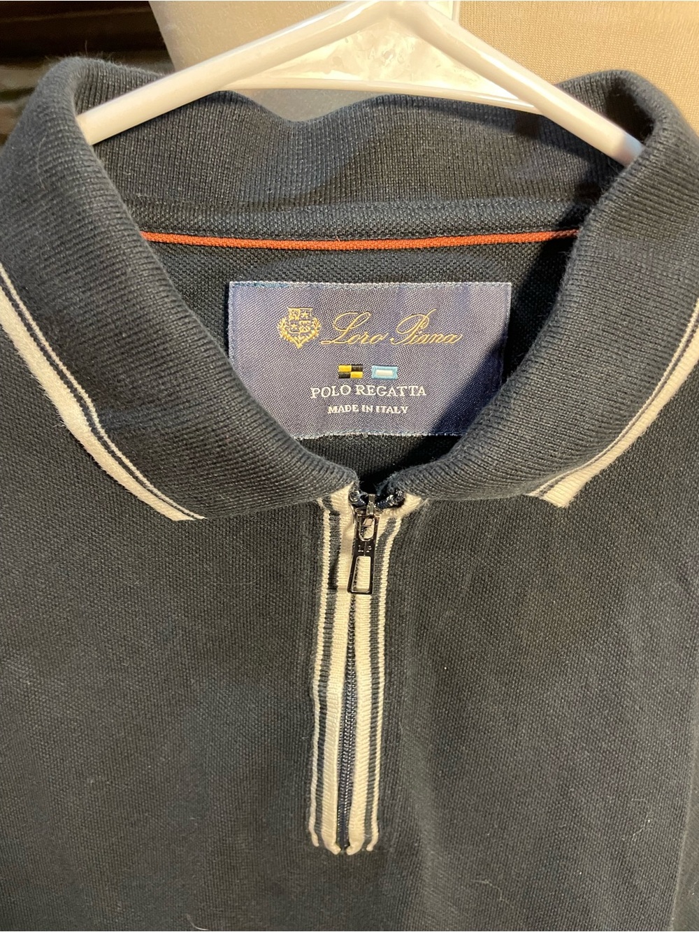 Loro Piana Grey and Cream Half-Zip Polo Regatta